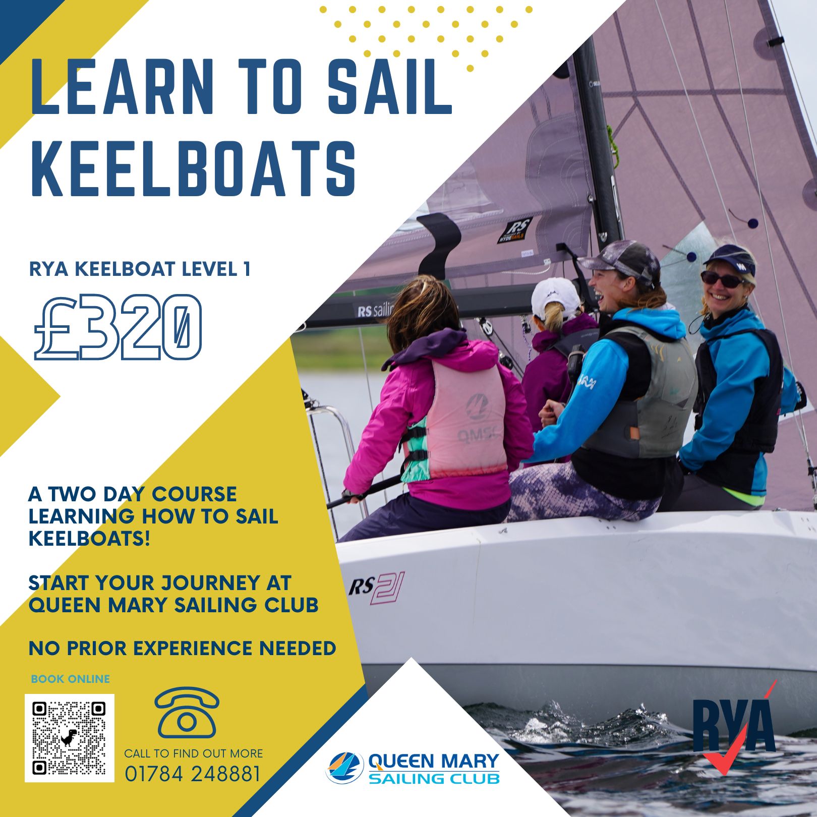 rya level 1 keelboat beginner sailing course
