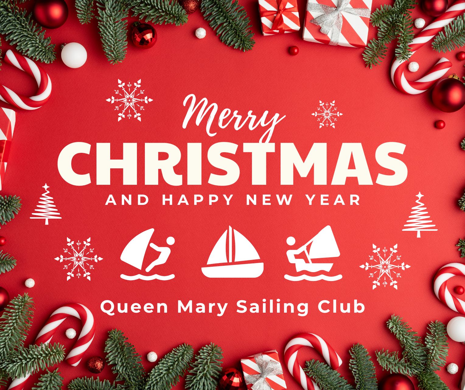Red White Minimalist Merry Christmas Facebook Post