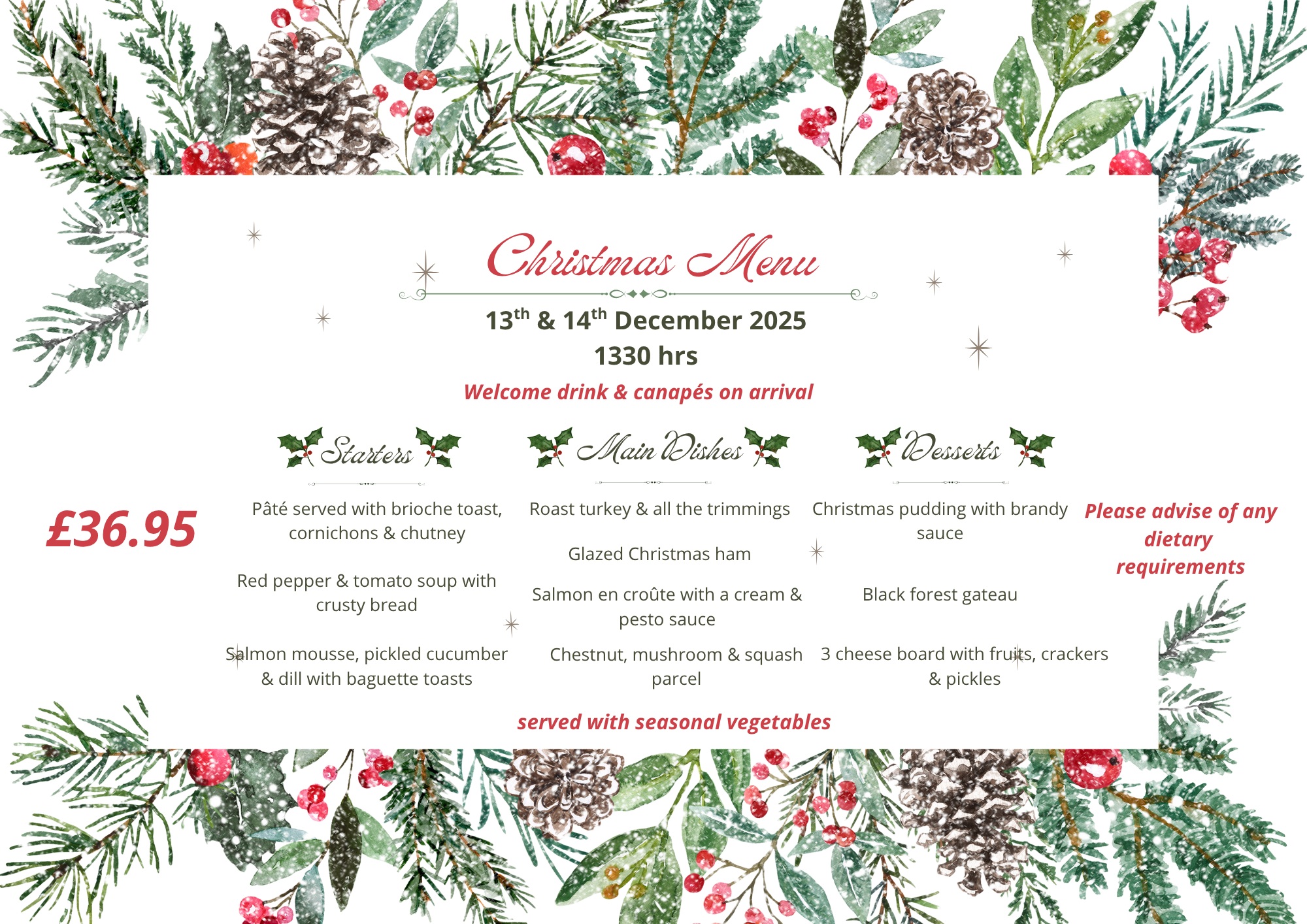 christmas menu 2025